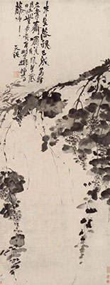 Ink Grapes by Xu Wei, Ming Dynasty freehand painting, integration of poetry, calligraphy, painting and seal